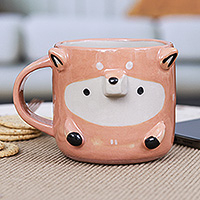 Ceramic mug, 'Fox Morning' - Handmade Glazed Ceramic 9 oz Fox Mug from Thailand