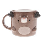 Ceramic mug, 'Deer Morning' - Fair Trade Glossy-Finished 9 oz Brown Ceramic Deer Mug