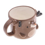 Ceramic mug, 'Deer Morning' - Fair Trade Glossy-Finished 9 oz Brown Ceramic Deer Mug