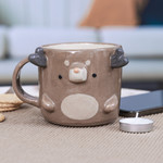 Ceramic mug, 'Deer Morning' - Fair Trade Glossy-Finished 9 oz Brown Ceramic Deer Mug