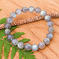 Labradorite beaded stretch bracelet, 'Perfect M'ist - Handcrafted Thai Labradorite Beaded Stretch Bracelet