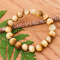 Tiger's eye beaded stretch bracelet, 'Radiant Mist' - Handcrafted Thai Tiger's Eye Beaded Stretch Bracelet