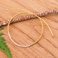 Quartz beaded macrame pendant bracelet, 'Sublime Delicacy' - Adjustable Rutilated Quartz Beaded Macrame Pendant Bracelet