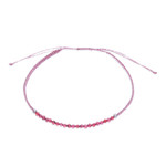 Garnet beaded macrame pendant bracelet, 'Chic Delicacy' - Adjustable Garnet Beaded Macrame Pendant Bracelet