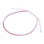 Garnet beaded macrame pendant bracelet, 'Chic Delicacy' - Adjustable Garnet Beaded Macrame Pendant Bracelet