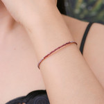 Garnet beaded macrame pendant bracelet, 'Chic Delicacy' - Adjustable Garnet Beaded Macrame Pendant Bracelet