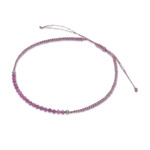 Sillimanite beaded macrame pendant bracelet, 'Precious Delicacy' - Adjustable Sillimanite Beaded Macrame Pendant Bracelet