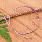 Sillimanite beaded macrame pendant bracelet, 'Precious Delicacy' - Adjustable Sillimanite Beaded Macrame Pendant Bracelet