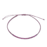 Sillimanite beaded macrame pendant bracelet, 'Precious Delicacy' - Adjustable Sillimanite Beaded Macrame Pendant Bracelet