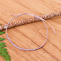 Amethyst beaded macrame pendant bracelet, 'Purple Delicacy' - Adjustable Amethyst Beaded Macrame Pendant Bracelet