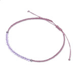 Amethyst beaded macrame pendant bracelet, 'Purple Delicacy' - Adjustable Amethyst Beaded Macrame Pendant Bracelet