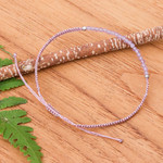 Amethyst beaded macrame pendant bracelet, 'Purple Delicacy' - Adjustable Amethyst Beaded Macrame Pendant Bracelet