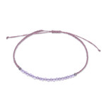 Amethyst beaded macrame pendant bracelet, 'Purple Delicacy' - Adjustable Amethyst Beaded Macrame Pendant Bracelet