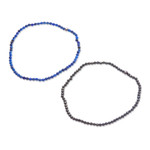 Lapis lazuli and pyrite beaded stretch bracelets, 'Double Lux' (pair) - Pair of Lapis Lazuli and Pyrite Beaded Stretch Bracelets