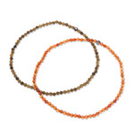 Moonstone and chalcedony beaded stretch bracelets, 'Double Vibrancy' (pair) - 2 Thai-Made Moonstone Chalcedony Beaded Stretch Bracelets