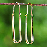 Gold-plated hoop earrings, 'Grand Glory' - 18k Gold-Plated Oblong Hoop Earrings in a High Polish Finish