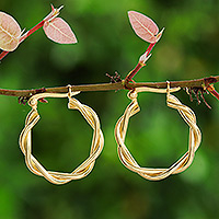 Gold-plated hoop earrings, 'Dancing Gold' - Artisan-Made High-Polished 18k Gold-Plated Hoop Earrings