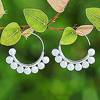 Sterling silver half-hoop earrings, Paradisial Dots