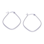 Sterling silver hoop earrings, 'Sides of Utopia' - Thai Artisan-Made Minimalist Sterling Silver Hoop Earrings