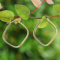 Gold-plated hoop earrings, 'Sides of Arcadia' - Geometric 18k Gold-Plated Hoop Earrings Crafted in Thailand