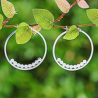 Sterling silver hoop earrings, 'Luminous Thoughts' - High-Polished Sterling Silver Hoop Earrings from Thailand