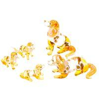 Handblown glass figurines, 'Happy Beagle Family' (set of 5) - 5 Yellow Hand-Painted Handblown Glass Beagle Dog Figurines