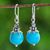 Hematite dangle earrings, 'Coastal Glory' - Classic Thai Recon Turquoise and Hematite Dangle Earrings