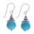 Hematite dangle earrings, 'Coastal Glory' - Classic Thai Recon Turquoise and Hematite Dangle Earrings