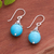 Hematite dangle earrings, 'Coastal Glory' - Classic Thai Recon Turquoise and Hematite Dangle Earrings