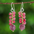 Glass beaded dangle earrings, 'Cranberries' - Handcrafted Cranberry-Inspired Glass Beaded Dangle Earrings