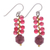 Glass beaded dangle earrings, 'Cranberries' - Handcrafted Cranberry-Inspired Glass Beaded Dangle Earrings