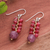 Glass beaded dangle earrings, 'Cranberries' - Handcrafted Cranberry-Inspired Glass Beaded Dangle Earrings