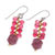 Glass beaded dangle earrings, 'Cranberries' - Handcrafted Cranberry-Inspired Glass Beaded Dangle Earrings