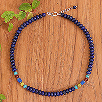 Multi-gemstone beaded necklace, 'Mystic Firmament' - Fair Trade Blue Multi-Gemstone Beaded Necklace from Thailand