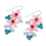 Quartz and howlite beaded dangle earrings, 'Zephyr Spring' - Blue and White Quartz and Howlite Beaded Dangle Earrings