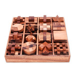 Wood puzzle set, 'Logical Challenges' (set of 16) - Set of 16 Wood Logic Puzzles with Box Crafted in Thailand