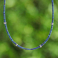 Lapis lazuli beaded choker necklace, Enchanting Blue