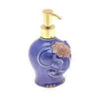 Ceramic soap dispenser, 'Twilight Elephant' - Elephant-Shaped Crackled Blue Celadon Ceramic Soap Dispenser