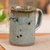 Ceramic mug, 'Windy Days' - Classic Crackled Nature-Themed Green and Brown Ceramic Mug