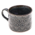 Ceramic cup, 'Floral Shadows' - Glazed Floral Mosaic-Themed Ceramic Cup in Black and Green