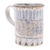 Ceramic mug, 'Blue Essence' - Textured Antique Ceramic Mug with Geometric Patterns