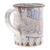 Ceramic mug, 'Blue Essence' - Textured Antique Ceramic Mug with Geometric Patterns