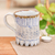 Ceramic mug, 'Blue Essence' - Textured Antique Ceramic Mug with Geometric Patterns