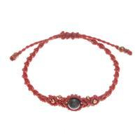 Jasper macrame pendant bracelet, 'Sole Strength' - Adjustable Red Jasper Macrame Pendant Bracelet from Thailand