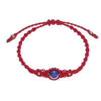 Lapis lazuli macrame pendant bracelet, 'Sole Truth' - Thai-Made Vibrant Red Lapis Lazuli Macrame Pendant Bracelet