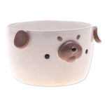 Ceramic flower pot, 'Pug Nature' (extra large) - Glazed Pug Dog Ceramic Flower Pot and Saucer (Extra Large)