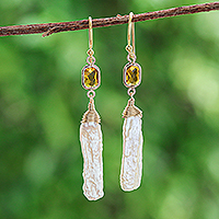 Gold-accented cultured pearl dangle earrings, Ethereal Grace