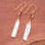 Gold-accented cultured pearl dangle earrings, 'Ethereal Grace' - Copper and Elongated Pearl Dangle Earrings with Golden Hooks