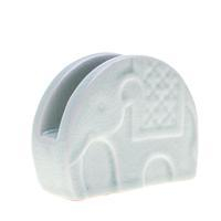 Celadon ceramic card holder, 'Dapper Elephant' - Celadon Ceramic Elephant Card Holder in a Crackled Finish