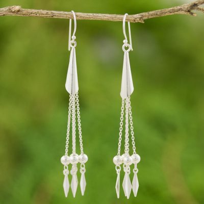 Sterling silver dangle earrings, 'Silver Cascade' - Sterling Silver Dangle Earrings